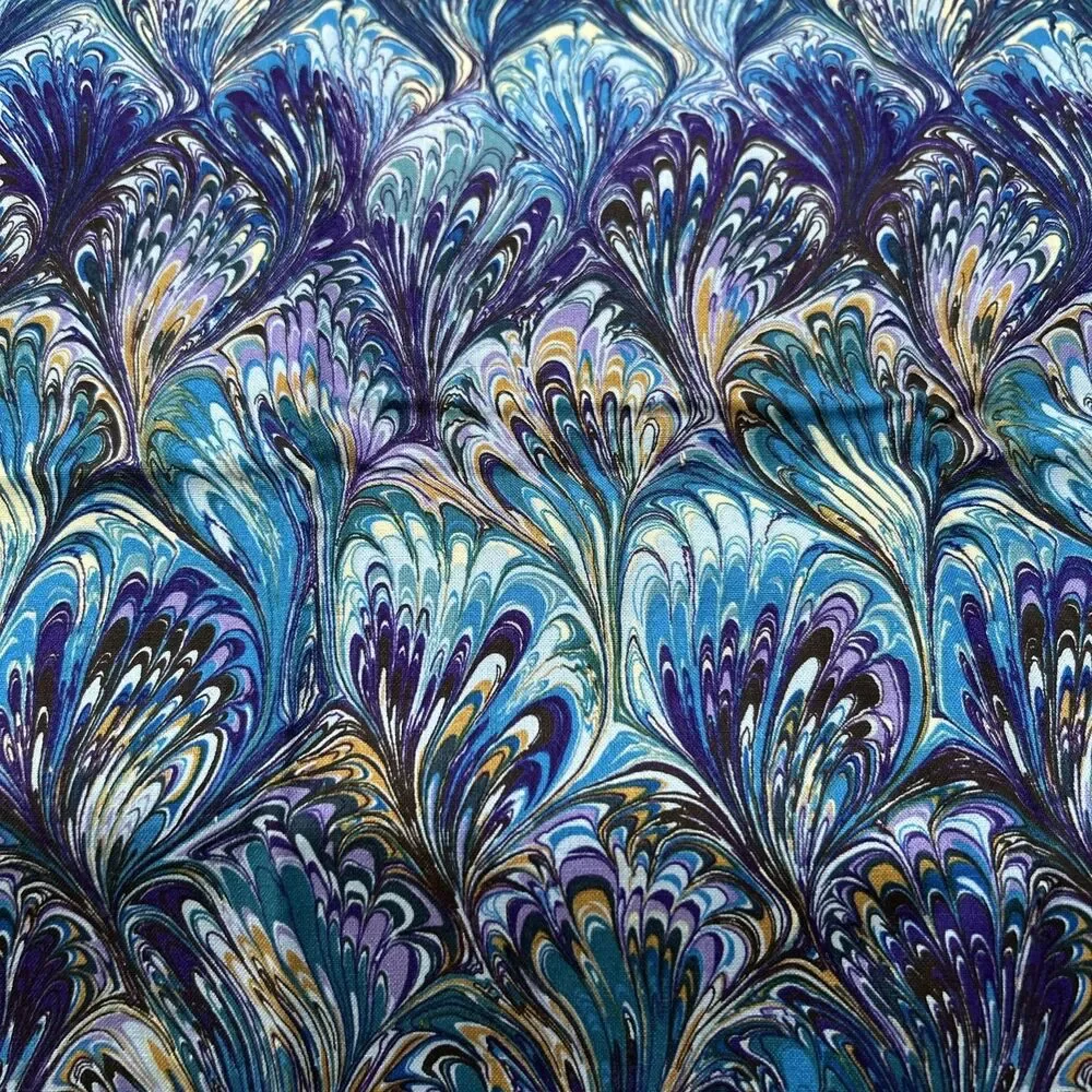 Colorful Cotton Quilting Fabric Textile Art Lisa Audit Peacock Print Lot 6 Pc